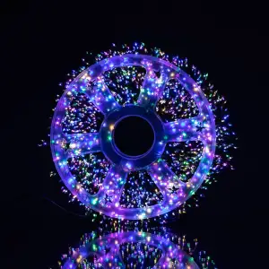 Новорічна гірлянда кімнатна роса 100 м 3000 LED Хвойна лапа зелений провід Мультиколір D3000L100MGML Garlando UA