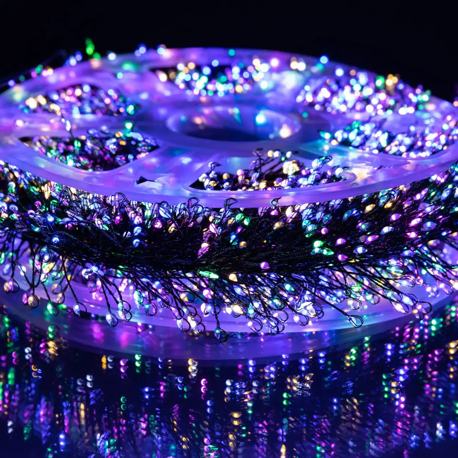 Новорічна гірлянда кімнатна роса 100 м 3000 LED Хвойна лапа зелений провід Мультиколір D3000L100MGML Garlando UA