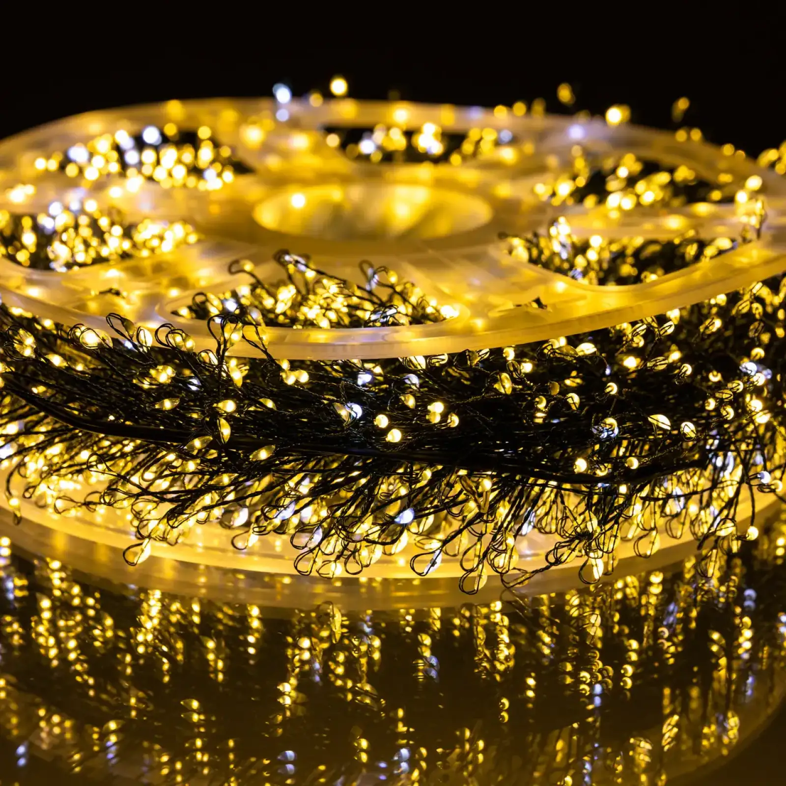 Новорічна гірлянда кімнатна роса 100 м 3000 LED Хвойна лапа зелений провід Жовте сяйво D3000L100MGY Garlando UA
