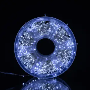 Новорічна гірлянда кімнатна роса Хвойна лапа 50 м 1500 LED білий провід Біле сяйво D1500L50MWW Garlando UA