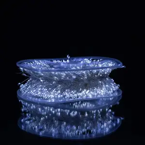Новорічна гірлянда кімнатна роса Хвойна лапа 50 м 1500 LED білий провід Біле сяйво D1500L50MWW Garlando UA