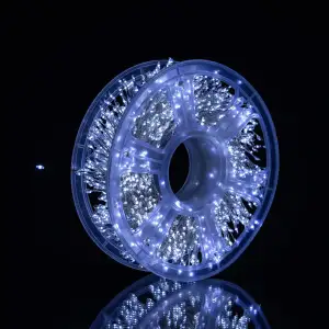 Новорічна гірлянда кімнатна роса Хвойна лапа 50 м 1500 LED білий провід Біле сяйво D1500L50MWW Garlando UA