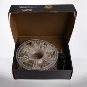 Новорічна гірлянда кімнатна роса Хвойна лапа 50 м 1500 LED білий провід Біле сяйво D1500L50MWW Garlando UA