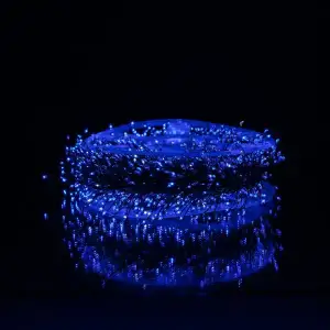 Новорічна гірлянда кімнатна роса Хвойна лапа 50 м 1500 LED зелений провід Синє сяйво D1500L50MGBL Garlando UA
