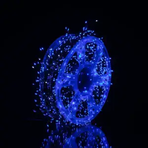 Новорічна гірлянда кімнатна роса Хвойна лапа 50 м 1500 LED зелений провід Синє сяйво D1500L50MGBL Garlando UA