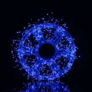 Новорічна гірлянда кімнатна роса Хвойна лапа 50 м 1500 LED зелений провід Синє сяйво D1500L50MGBL Garlando UA