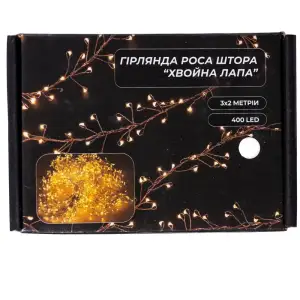 Новорічна гірлянда Хвойна лапа 3х2 м 400 LED  Біле світло D400LED2MW Garlando UA