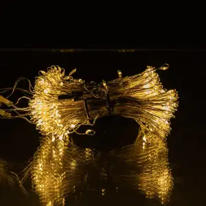 Новорічна гірлянда кімнатна штора роса Хвойна лапа 3х3 м 600 LED Жовте світло D600LED3MY Garlando UA