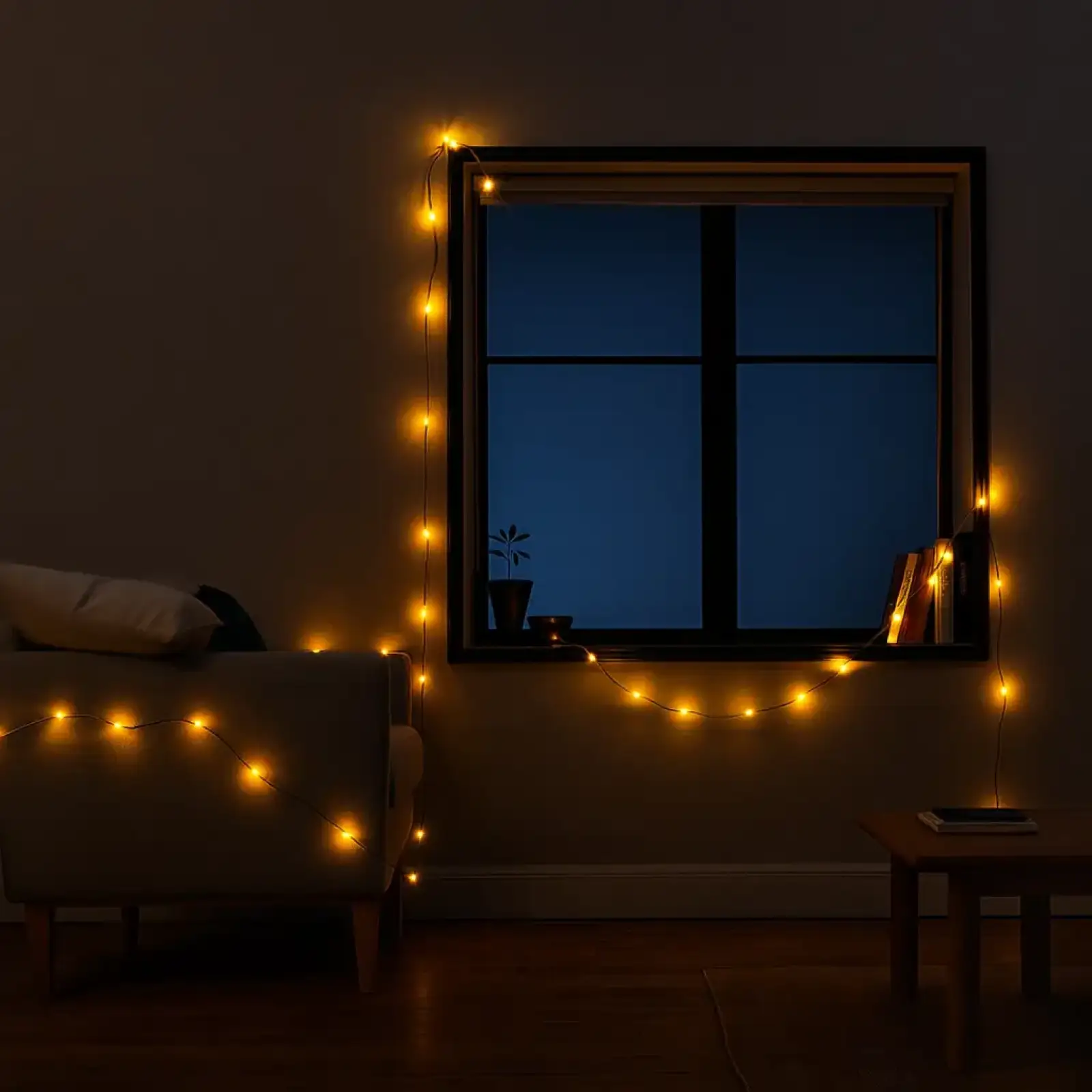 Новогодняя комнатная гирлянда нить 6 м 50 LED черный провод Желтый W50LED6MBY Garlando UA