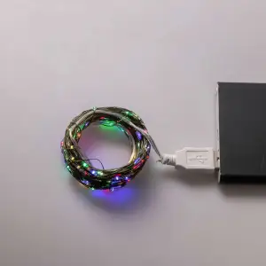 Гірлянда роса 20 метрів USB на 200 led світлодіодів крапля на зеленому дроті мультиколор USB200L20MGML Garlando UA