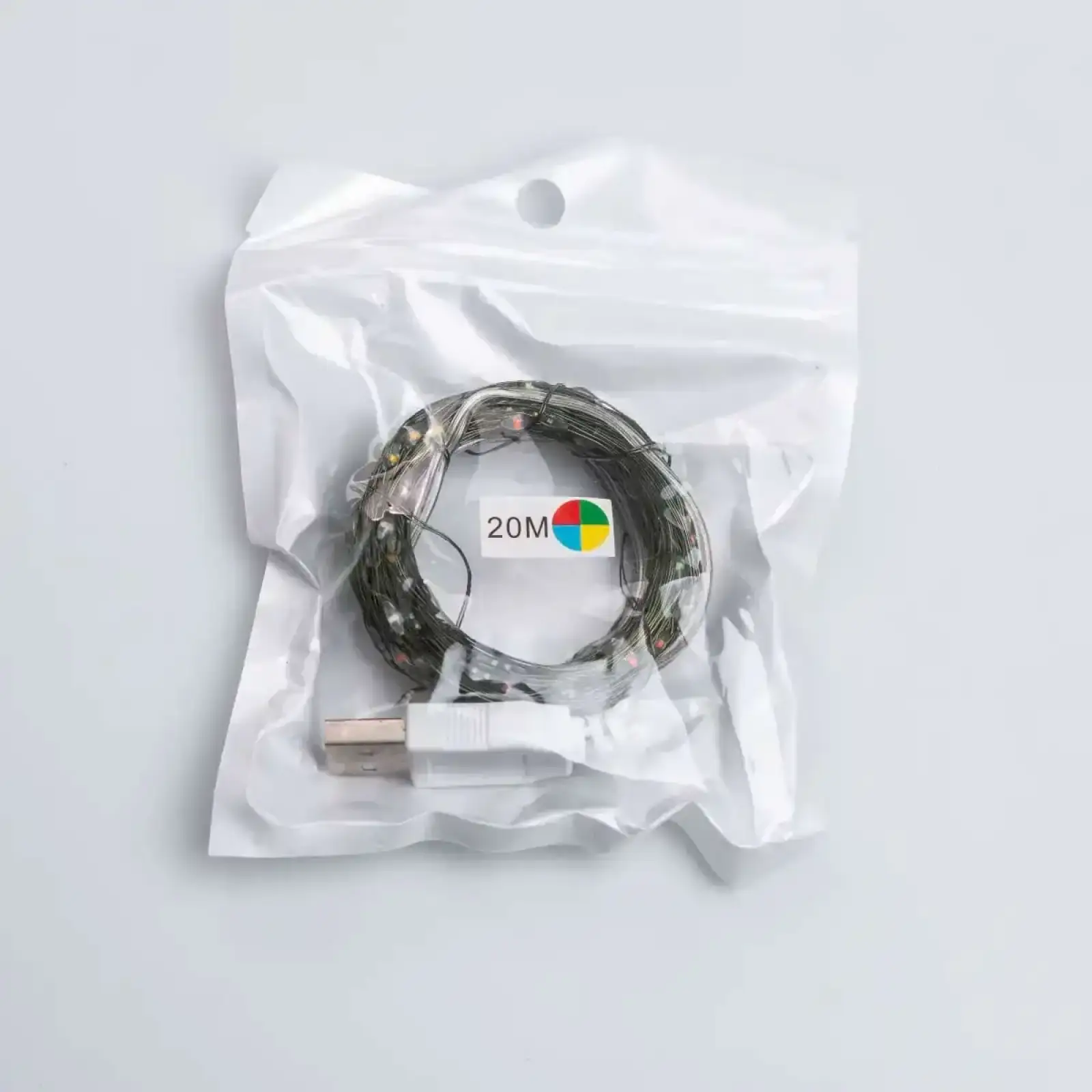 Гірлянда роса 20 метрів USB на 200 led світлодіодів крапля на зеленому дроті мультиколор USB200L20MGML Garlando UA