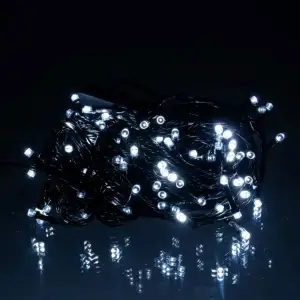 Новогодняя гирлянда комнатная нить 10 м 120 LED черный провод Белый W120LED10MBW Garlando UA