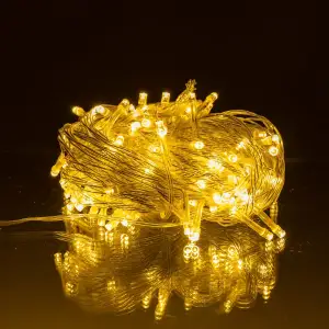Новогодняя гирлянда комнатная нить 14 м 160 LED комнатная гирлянда белый провод Желтый свет W160LED16MWY Garlando UA