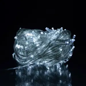 Новогодняя гирлянда комнатная нить 14 м 160 LED комнатная гирлянда белый провод Белый свет W160LED16MWW Garlando UA