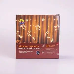 Електрична гірлянда Зірка штора 3*0,9 м 12 на вікно для фотозон мультиколор WYF11ML Garlando UA