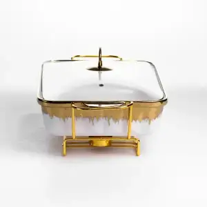 Мармитница фарфоровая 2 л на металлической подставке 40×22,5×15,5 см ML789-15 Yiwu UA
