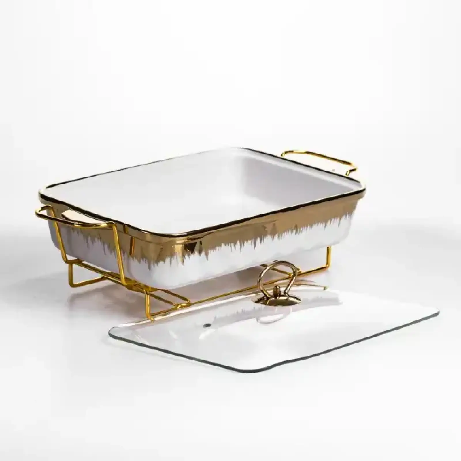 Мармитница фарфоровая 2 л на металлической подставке 40×22,5×15,5 см ML789-15 Yiwu UA