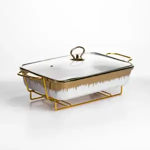 Мармитница фарфоровая 2 л на металлической подставке 40×22,5×15,5 см ML789-15 Yiwu UA
