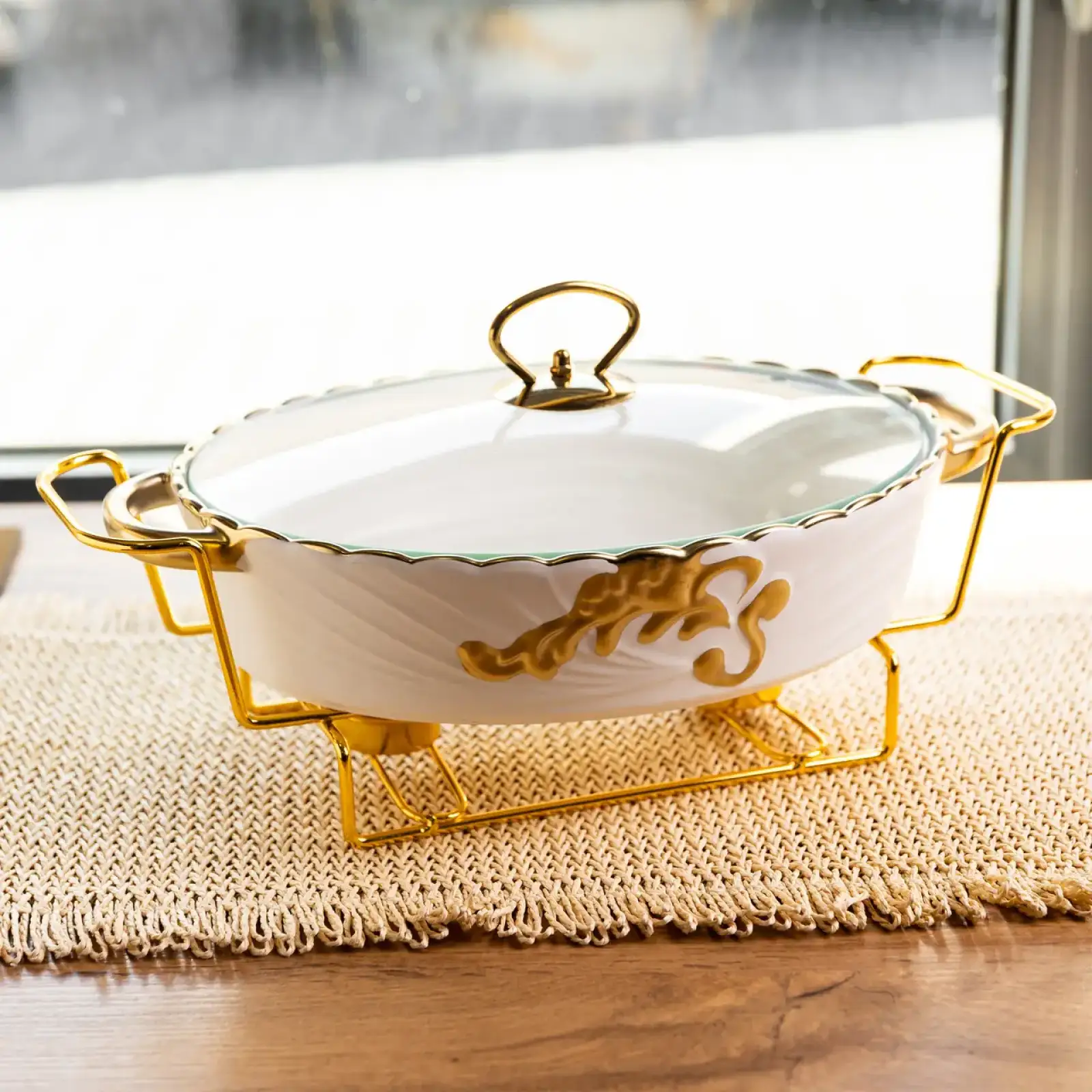 Мармитница фарфоровая для вторых блюд Margaret 1,5 л Yiwu YYSH1215 UA