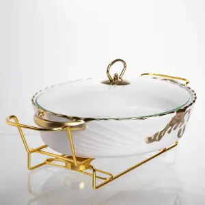 Мармитница фарфоровая Margaret 2 л для вторых блюд 35*25*6,2 см Yiwu YYSH1216 UA