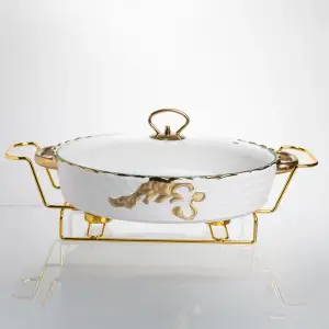 Мармитница фарфоровая Margaret 2 л для вторых блюд 35*25*6,2 см Yiwu YYSH1216 UA