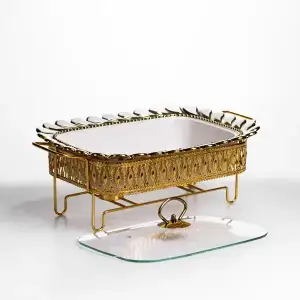 Мармитница фарфоровая Tiffany 1.5 л квадратная подставке с подогревом 34х26х7 см SX42-2 Yiwu UA