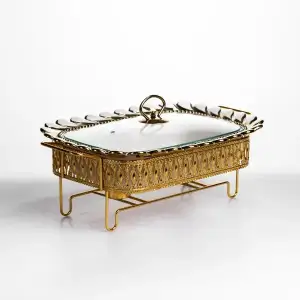 Мармитница фарфоровая Tiffany 1.5 л квадратная подставке с подогревом 34х26х7 см SX42-2 Yiwu UA