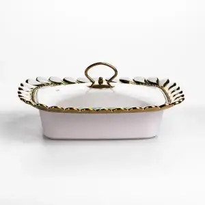 Мармитница фарфоровая Tiffany 1 л квадратная на металлической подставке 28х23х7 см SX42-1 Yiwu UA