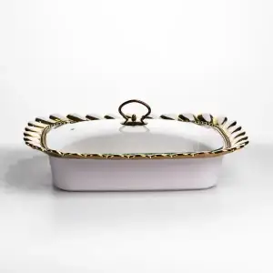 Мармитница фарфоровая Tiffany 2 л квадратная на металлической подставке 38х30х7 см SX42-3 Yiwu UA