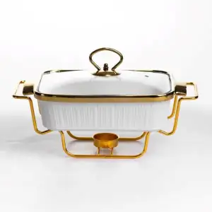 Мармитница фарфоровая 1 л на подставке с подогревом 31*16*11 см белый ML850-11 Yiwu UA