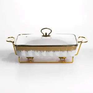 Мармитница фарфоровая 2 л на металлической подставке 40×22,5×15,5 см ML789-15 Yiwu UA