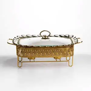 Мармитница фарфоровая Tiffany 1.5 л квадратная подставке с подогревом 34х26х7 см SX42-2 Yiwu UA