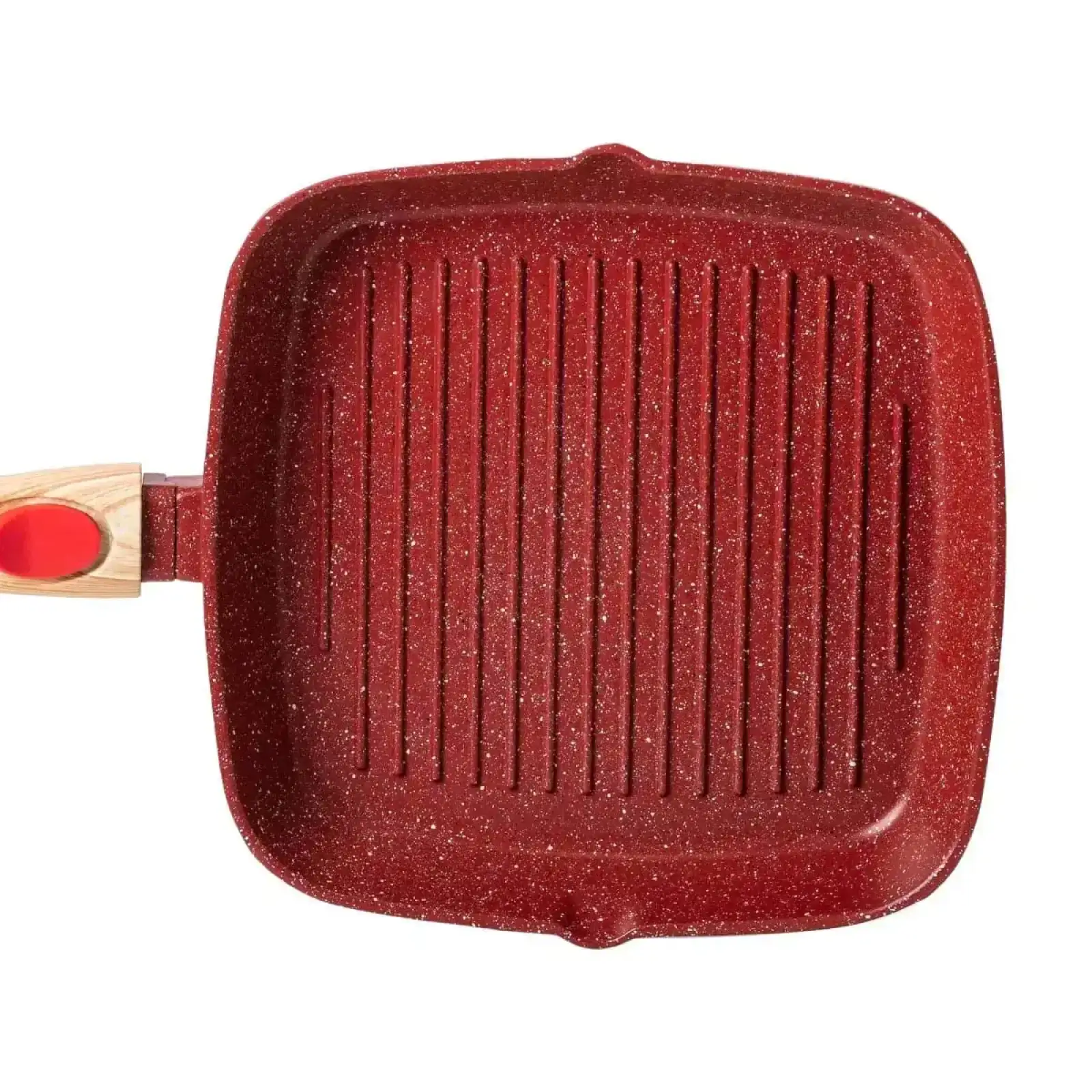 Алюминиевая сковорода-гриль 24 см со стеклянной крышкой Square Red MGC HP-4-461R UA
