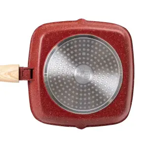 Алюминиевая сковорода-гриль 24 см со стеклянной крышкой Square Red MGC HP-4-461R UA