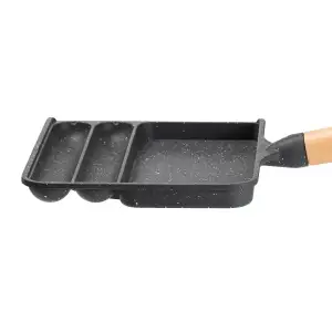 Сковорода прямокутна на 3 секції з антипригарним покриттям сіра HP39572C Breakfast UA