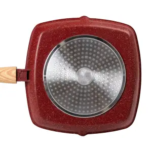 Алюминиевая сковорода-гриль 28 см со стеклянной крышкой Square Red MGC HP-4-462R UA