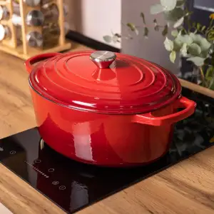 Гусятниця чавунна емальована 6 л, червоний Yiwu HP-FLG-17 RED UA