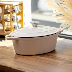 Гусятниця чавунна з емальованим покриттям 4 л, бежевий Yiwu HP-FLG-18 WHITE UA