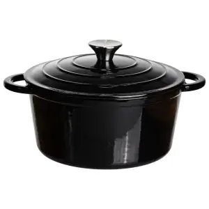 Каструля чавунна емальована 4 л, чорний Yiwu HP-FLG-1 BLACK UA