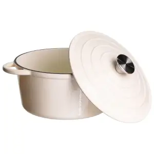 Каструля чавунна емальована 4 л, бежевий Yiwu HP-FLG-1 RED (HP-FLG-1 WHITE) UA