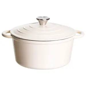 Каструля чавунна емальована 4 л, бежевий Yiwu HP-FLG-1 RED (HP-FLG-1 WHITE) UA