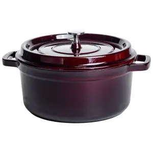 Кокотниця чавунна емальована 4,5 л, бургунді Yiwu HP-FLG-11 burgundy UA