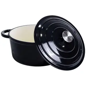 Каструля чавунна емальована 5 л, чорний Yiwu HP-FLG-2 BLACK UA