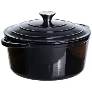 Каструля чавунна емальована 5 л, чорний Yiwu HP-FLG-2 BLACK UA