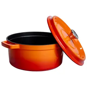 Кокотниця чавунна емальована 4,5 л, помаранчевий Yiwu HP-FLG-4 ORANGE UA