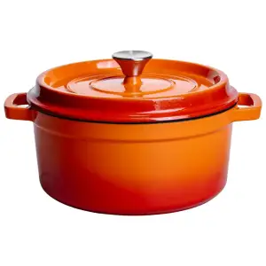 Кокотниця чавунна емальована 4,5 л, помаранчевий Yiwu HP-FLG-4 ORANGE UA