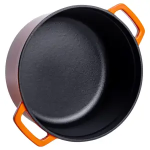 Кокотниця чавунна емальована 4,5 л, помаранчевий Yiwu HP-FLG-4 ORANGE UA