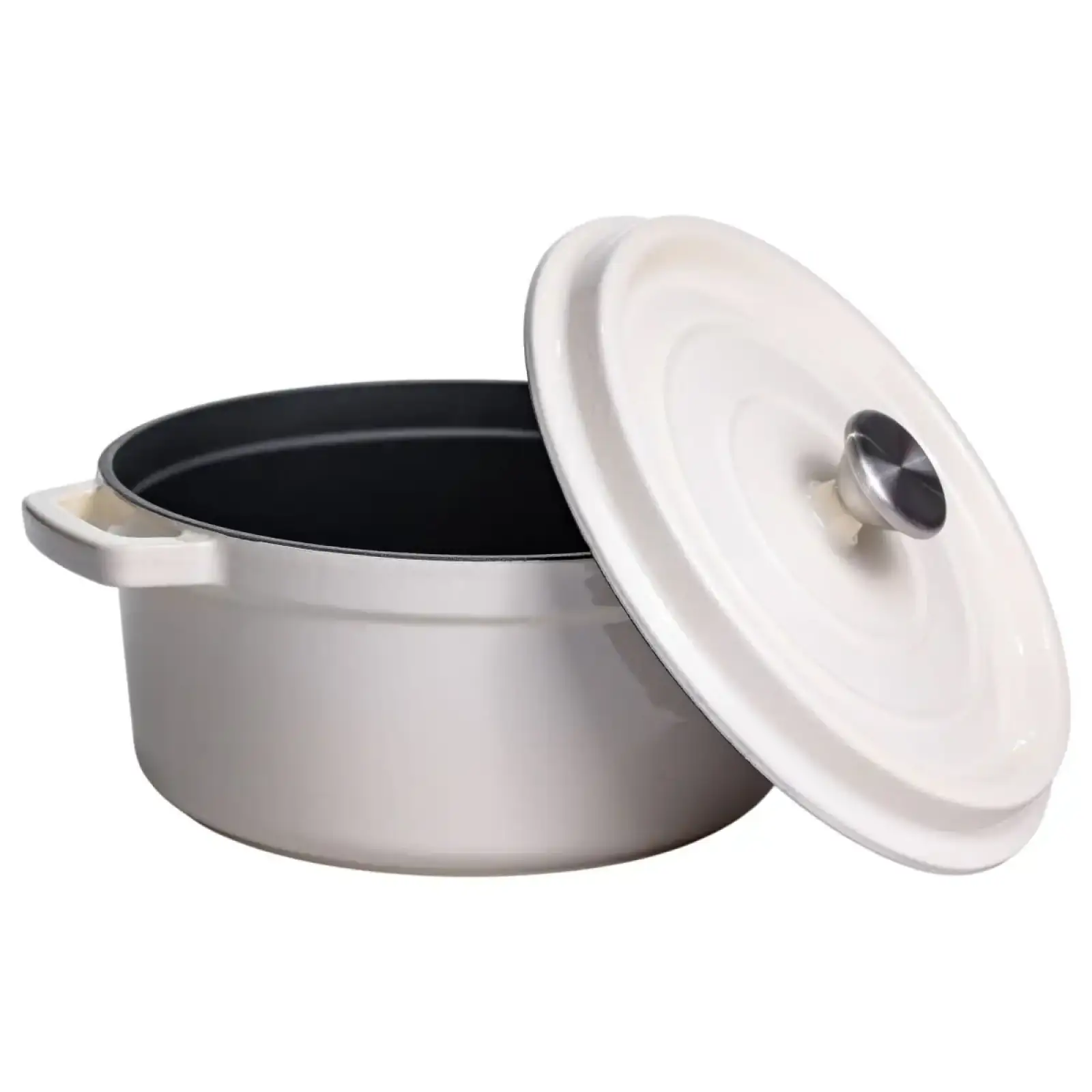 Кокотниця чавунна емальована 4,5 л, бежевий Yiwu HP-FLG-4 WHITE UA