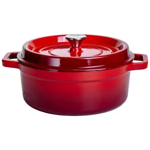 Кокотниця чавунна емальована 5,5 л, червоний Yiwu HP-FLG-5 RED UA