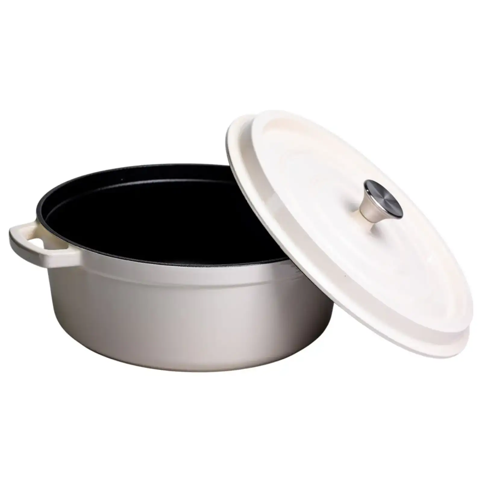 Кокотниця чавунна емальована 7,5 л, бежевий Yiwu HP-FLG-7 WHITE UA